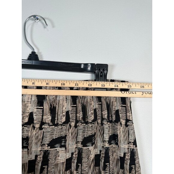 Vintage Lori Weidner Skirt Size 10 Womens Midi Abstract Stretch Ribbed Black Tan - Picture 3 of 9